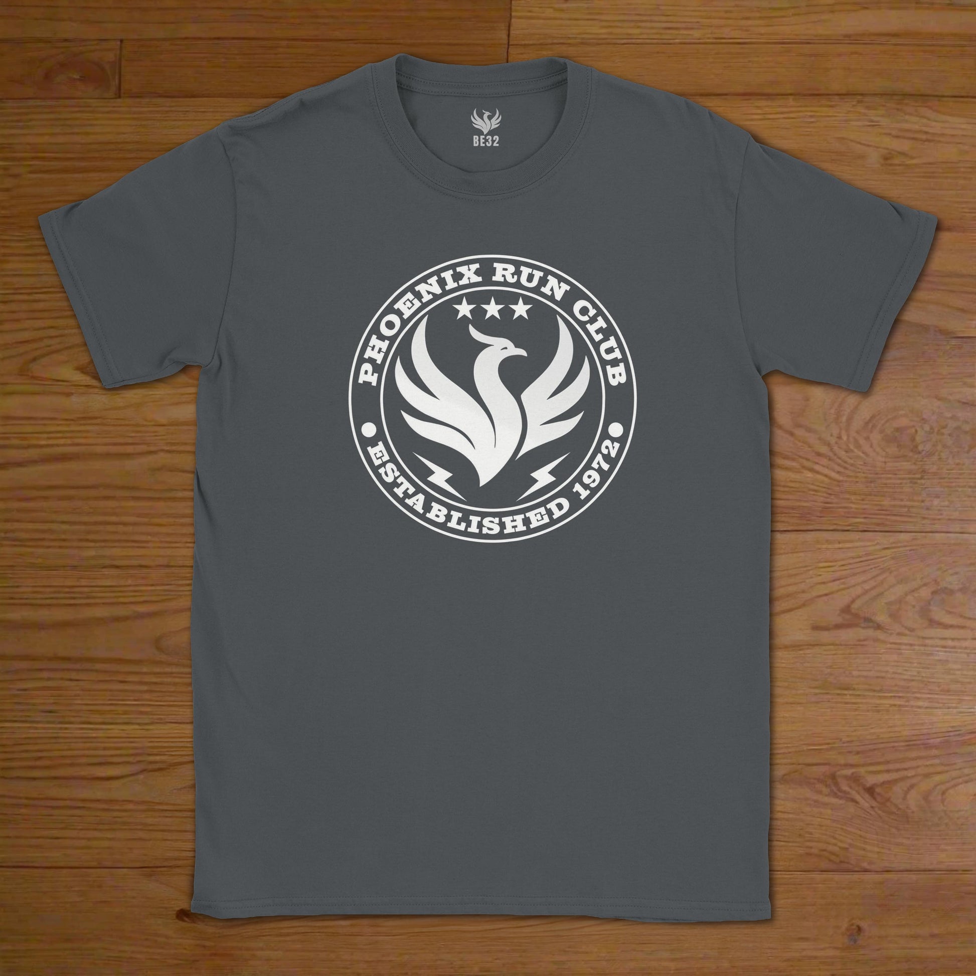 Phoenix run club retro running t-shirt dark