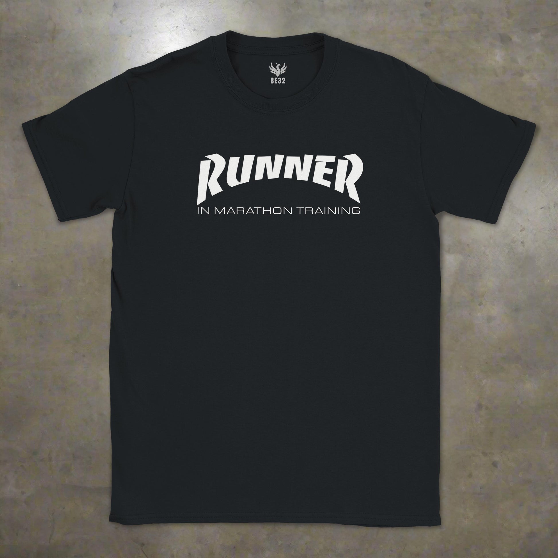 Runner in marathon training t-shirt