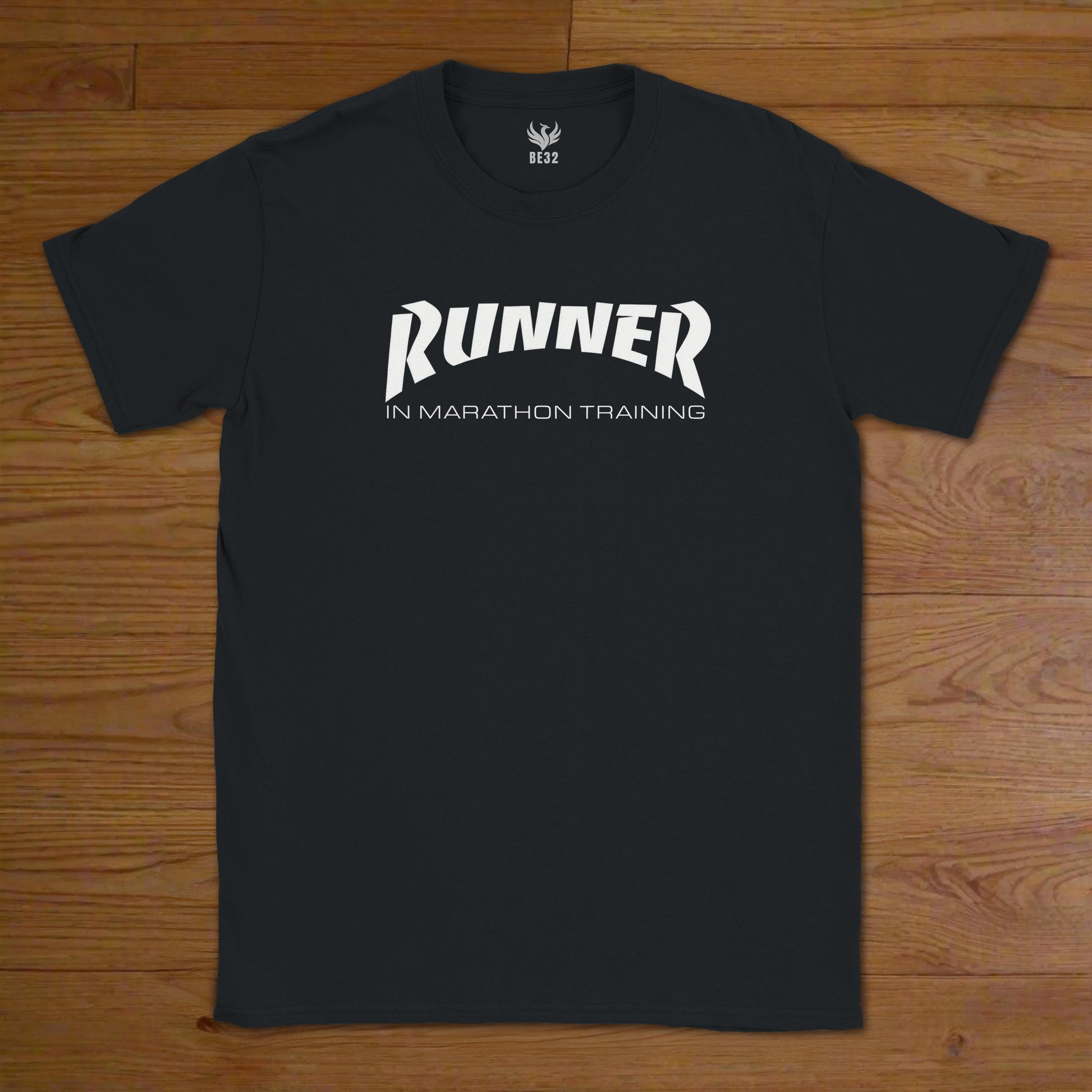 Runner in marathon training t-shirt