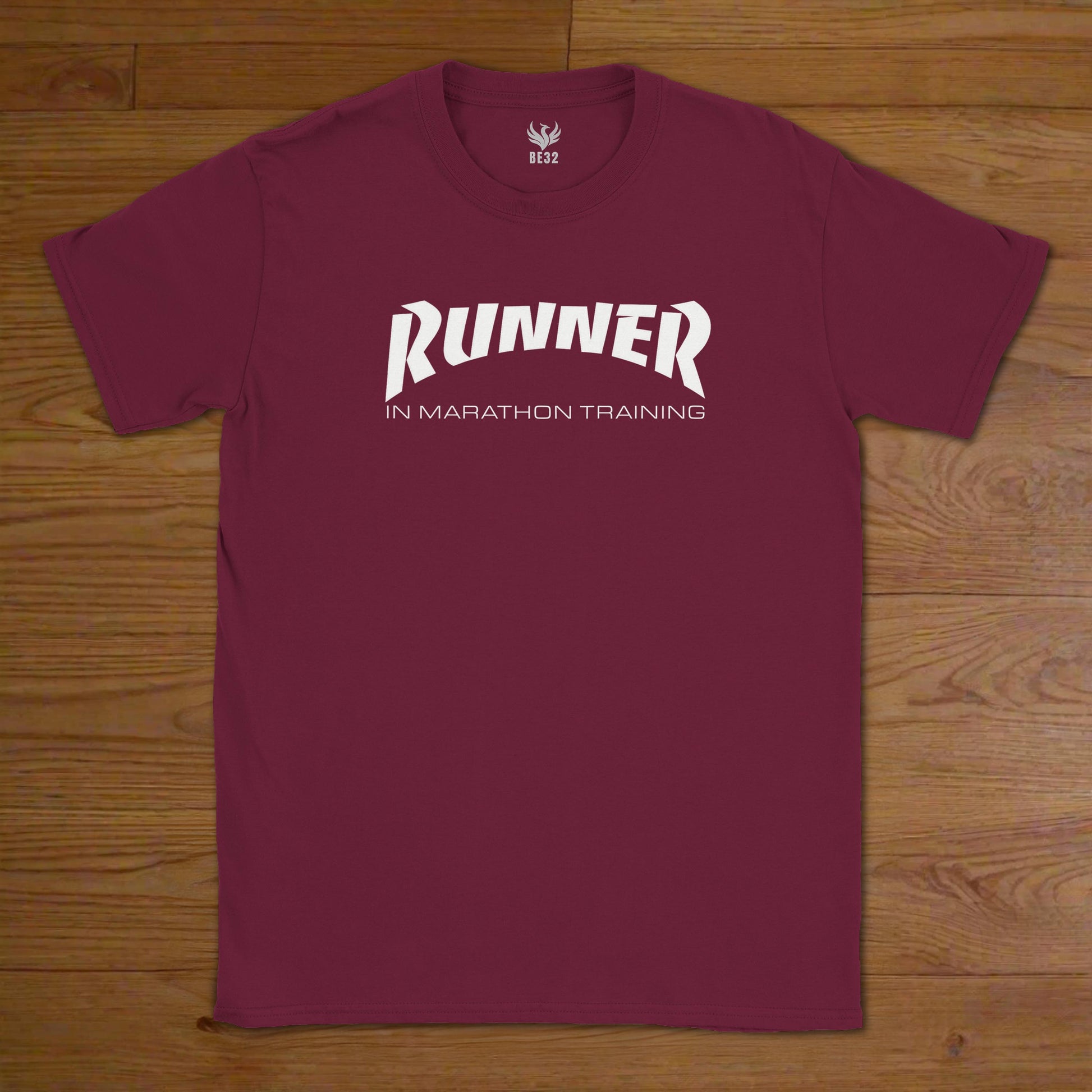 Runner in marathon training t-shirt